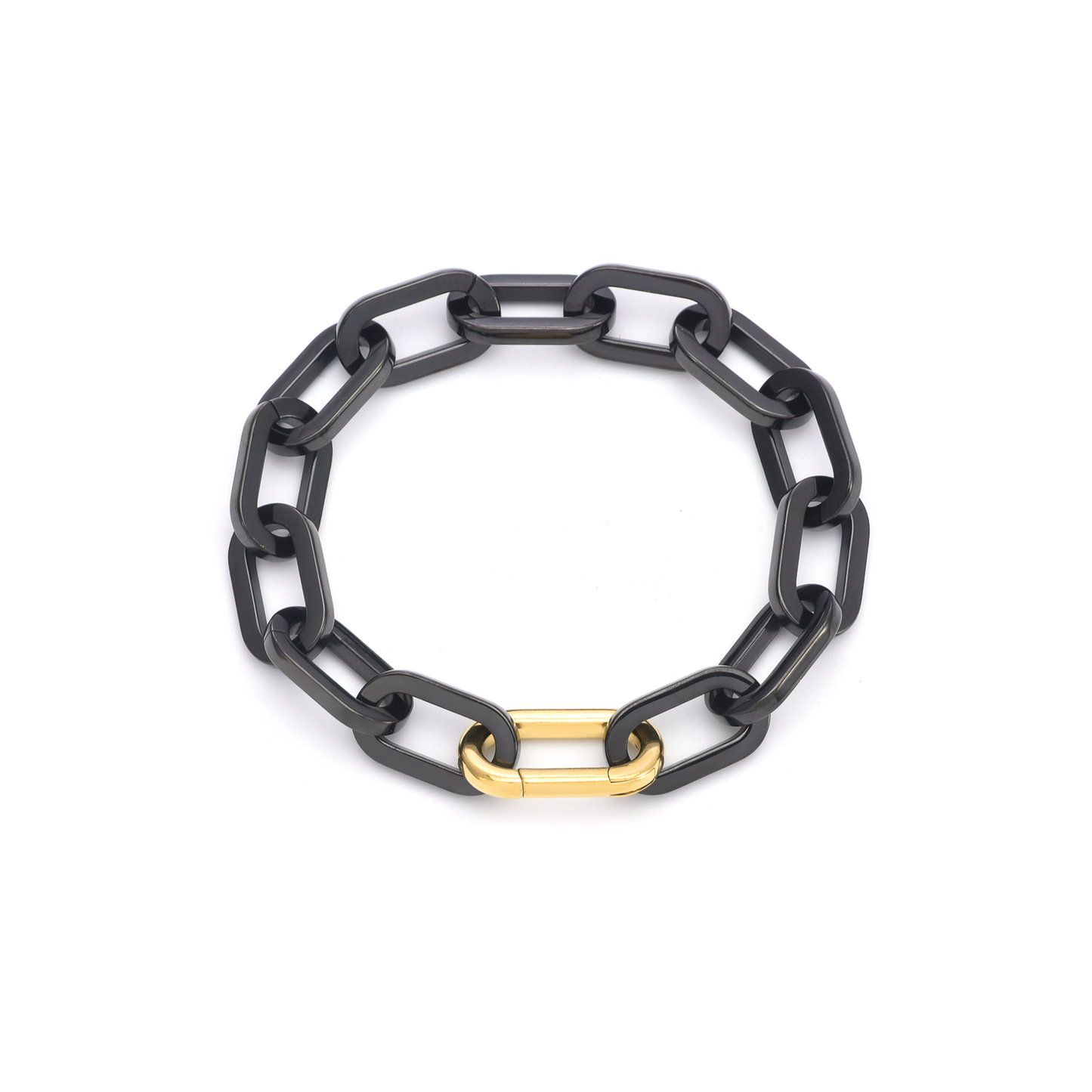 Chunky Paperclip Bracelet | 10MM | 2 Tone Black w/ Gold PVD | Premium 316L Stainless Steel
