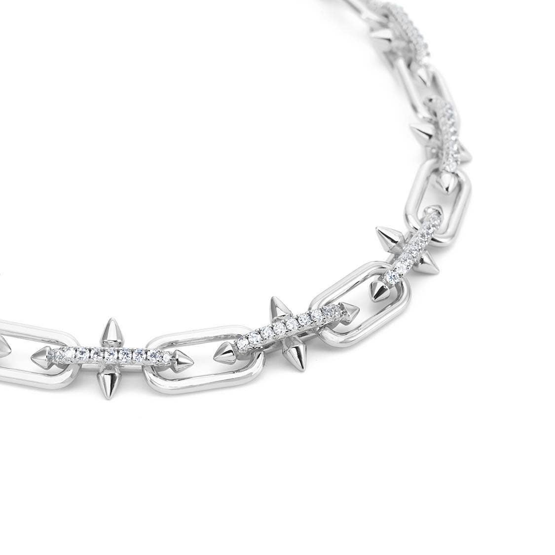 Pavé Trident Link Necklace | Gold or White Gold | Premium Gold Plated