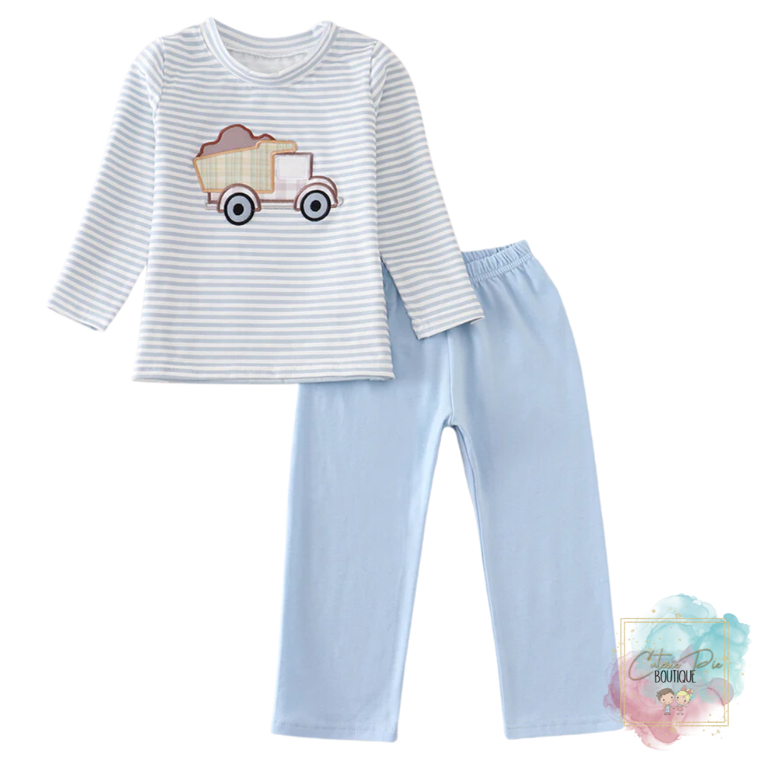 Grey Stripe Truck Applique 2PC SET