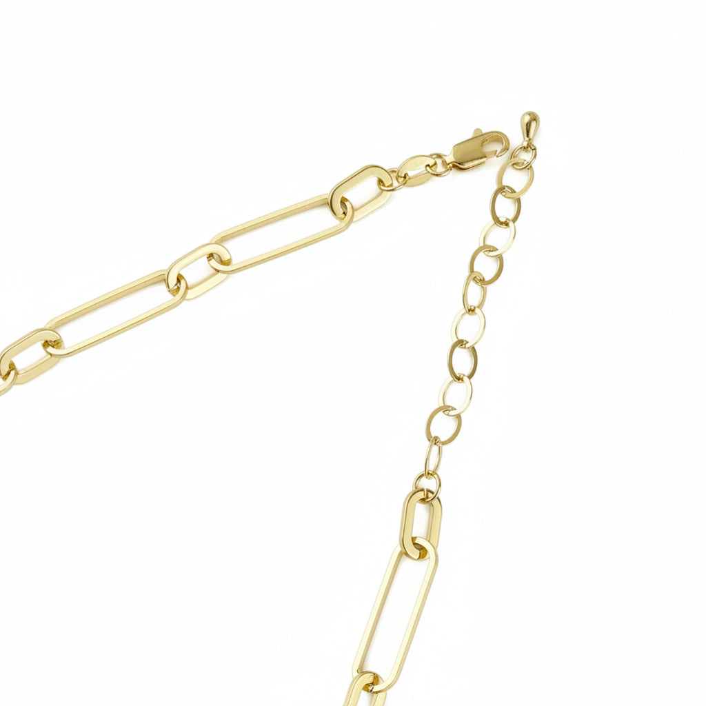 GOLD FILLED - NECKLACE - CUTESIE ELONGATED MIX PAPERCLIP 7MM