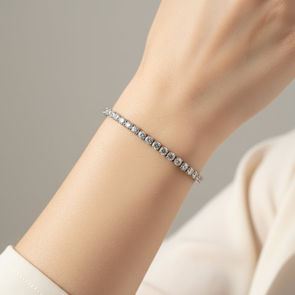 CZ Tennis Bracelet | 4MM | Gold or Steel | 304 Stainless Steel