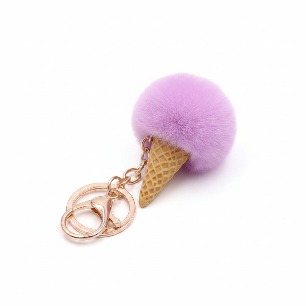 Ice Cream Cone Pom Pom | Bag Charm & Keychain Accessory