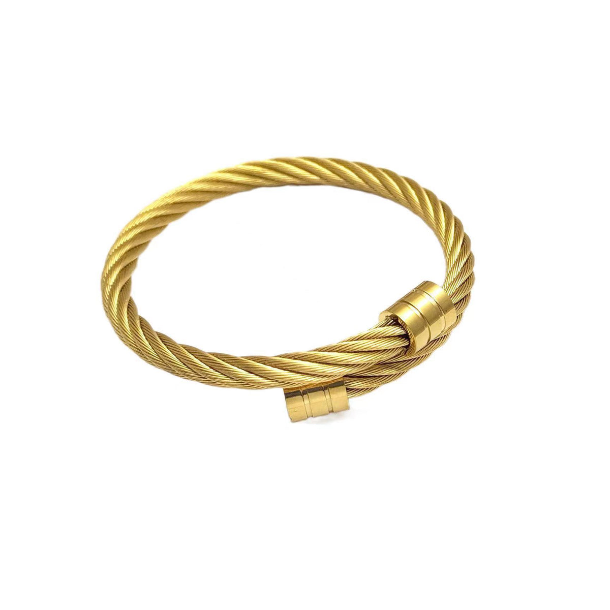 Cable Twist Open Cuff Bracelet | Steel, Black, Gold or Rose Gold | 304 Stainless Steel