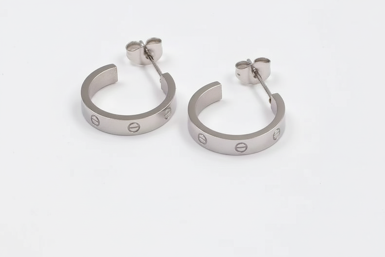 Screw Motif Hoop Earrings | 16MM | Gold, Steel or Rose Gold | 304 Stainless Steel