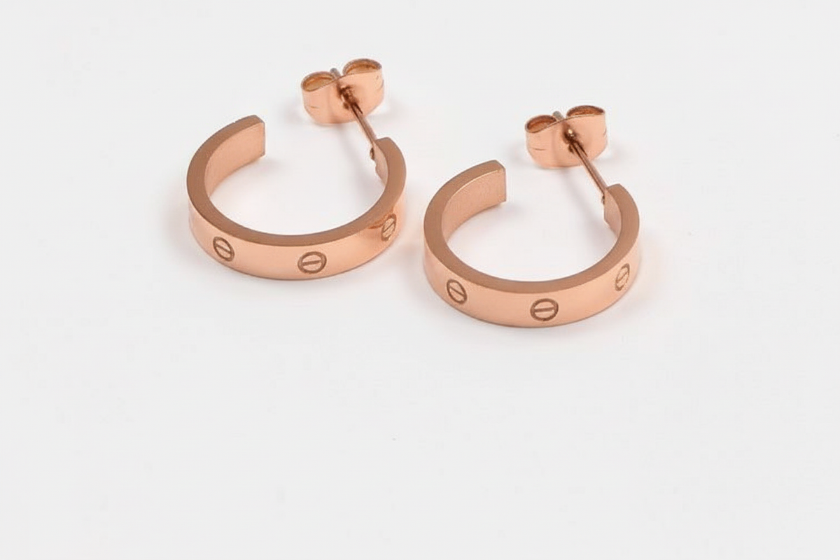 Screw Motif Hoop Earrings | 16MM | Gold, Steel or Rose Gold | 304 Stainless Steel