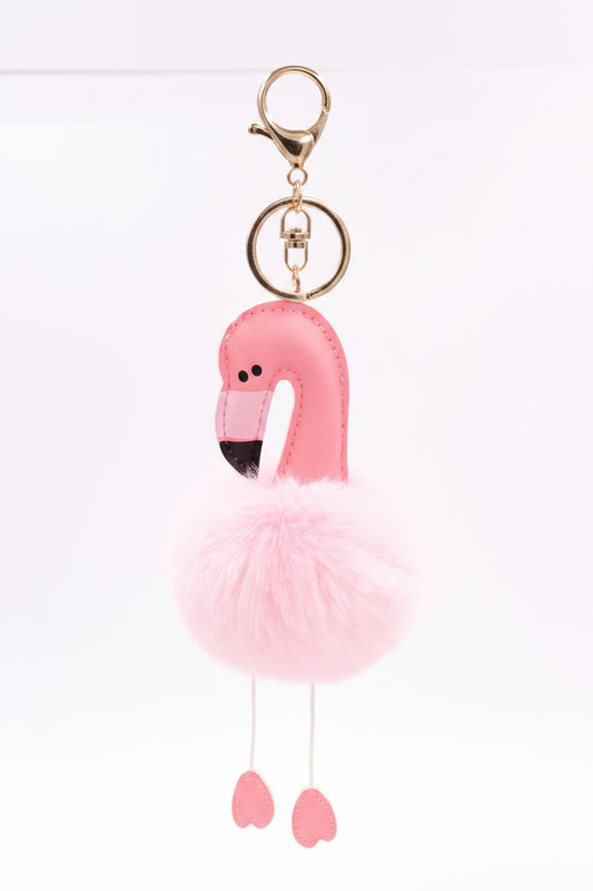 Flamingo Pom Pom Charm | Bag Charm & Keychain Accessory