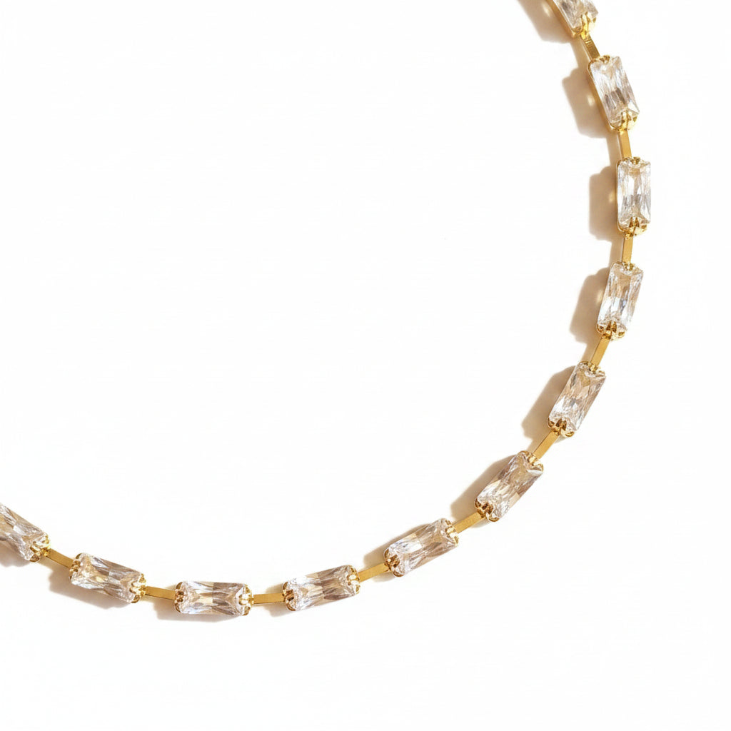 GOLD FILLED - TENNIS BRACELET - CUTESIE BAGUETTE 2x5MM