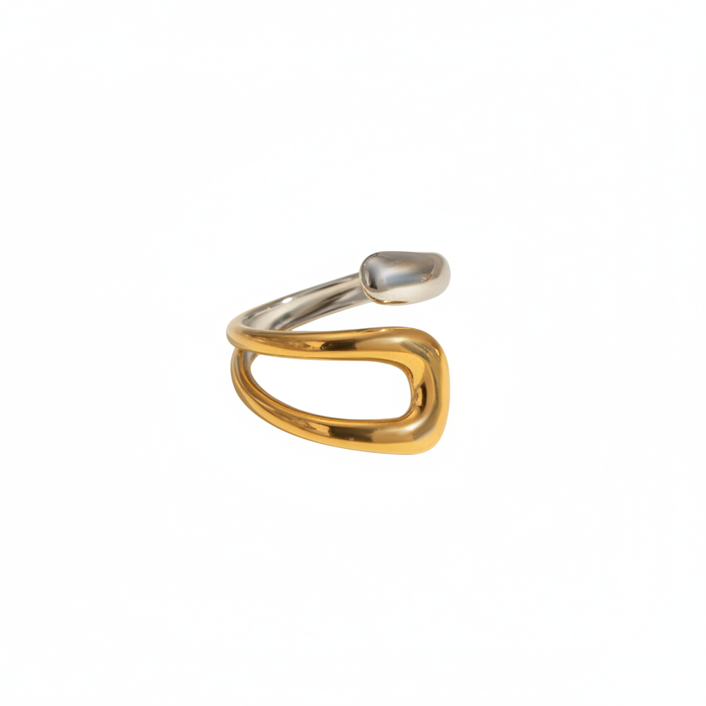 Two-Tone Open Ring | 18K Gold & Steel | 304 Stainless Steel
