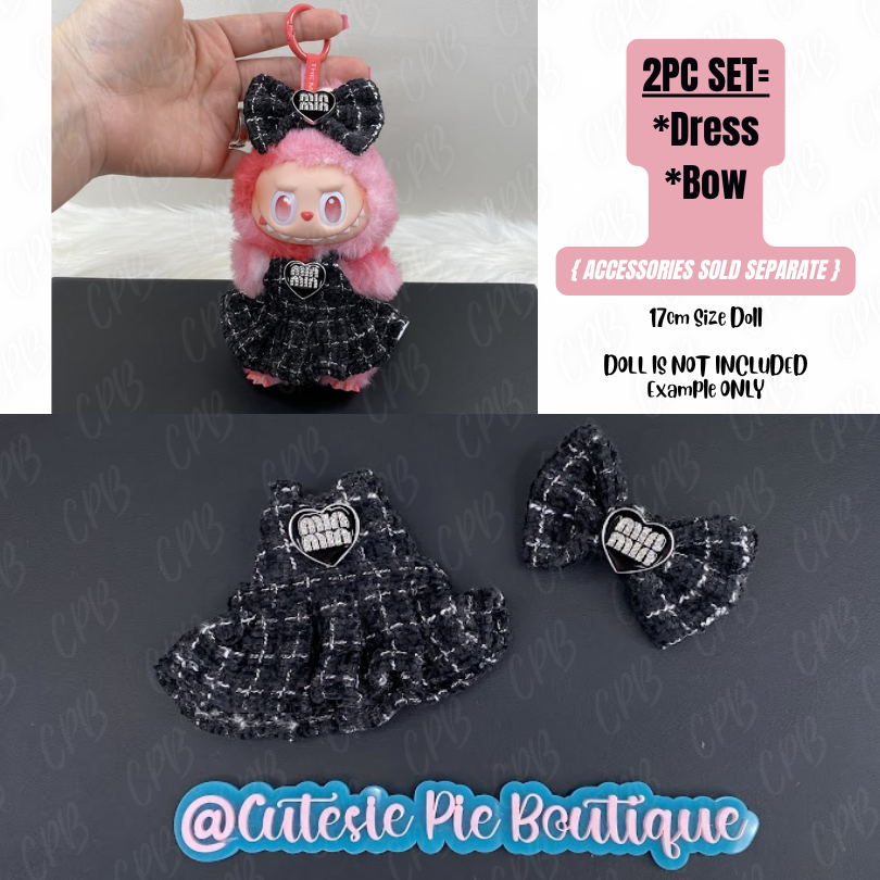 17cm Monster Doll Clothing 2PC SET MM Dress + Bow