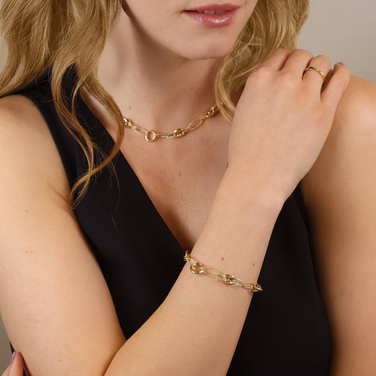 GOLD FILLED - BRACELET - CUTESIE FANCY MIX PUFF MARINER 3MM