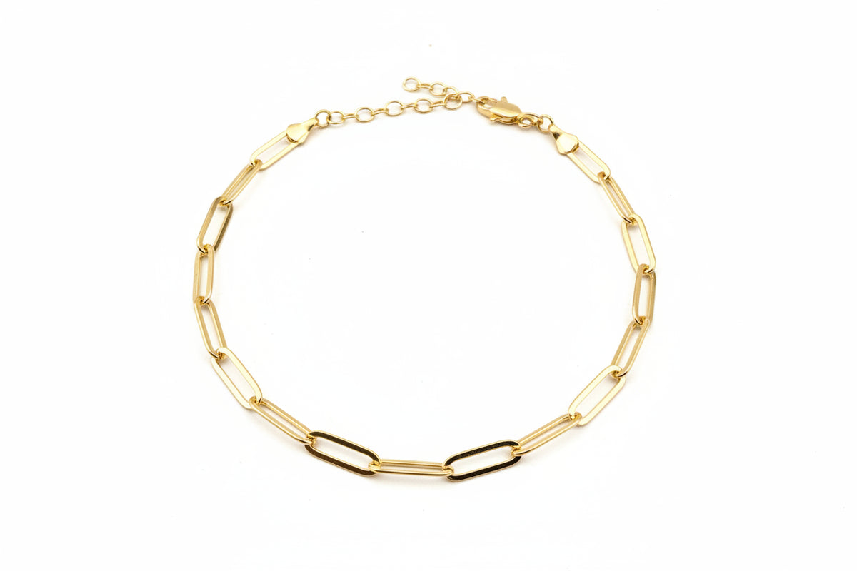 Paperclip Chain Anklet or Bracelet | 4.5MM | 18K Gold Filled