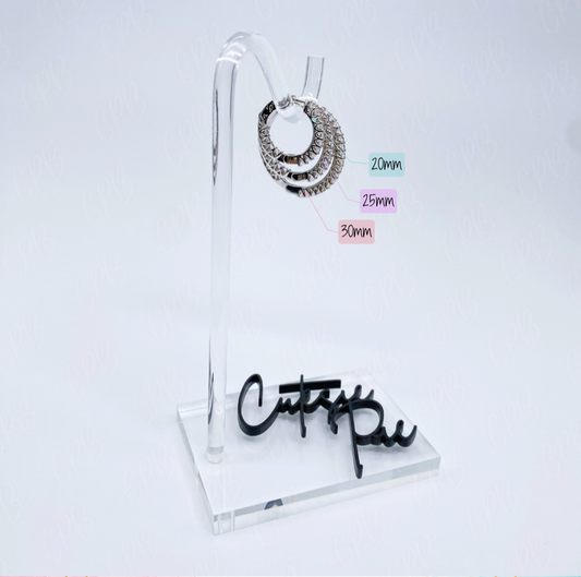 CZ Inside Out Hoop Earrings | 20MM | Rhodium-Plated Sterling Silver
