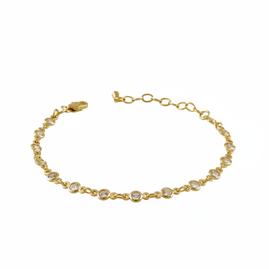 CZ Round Bezel Bracelet | 18K Gold Filled
