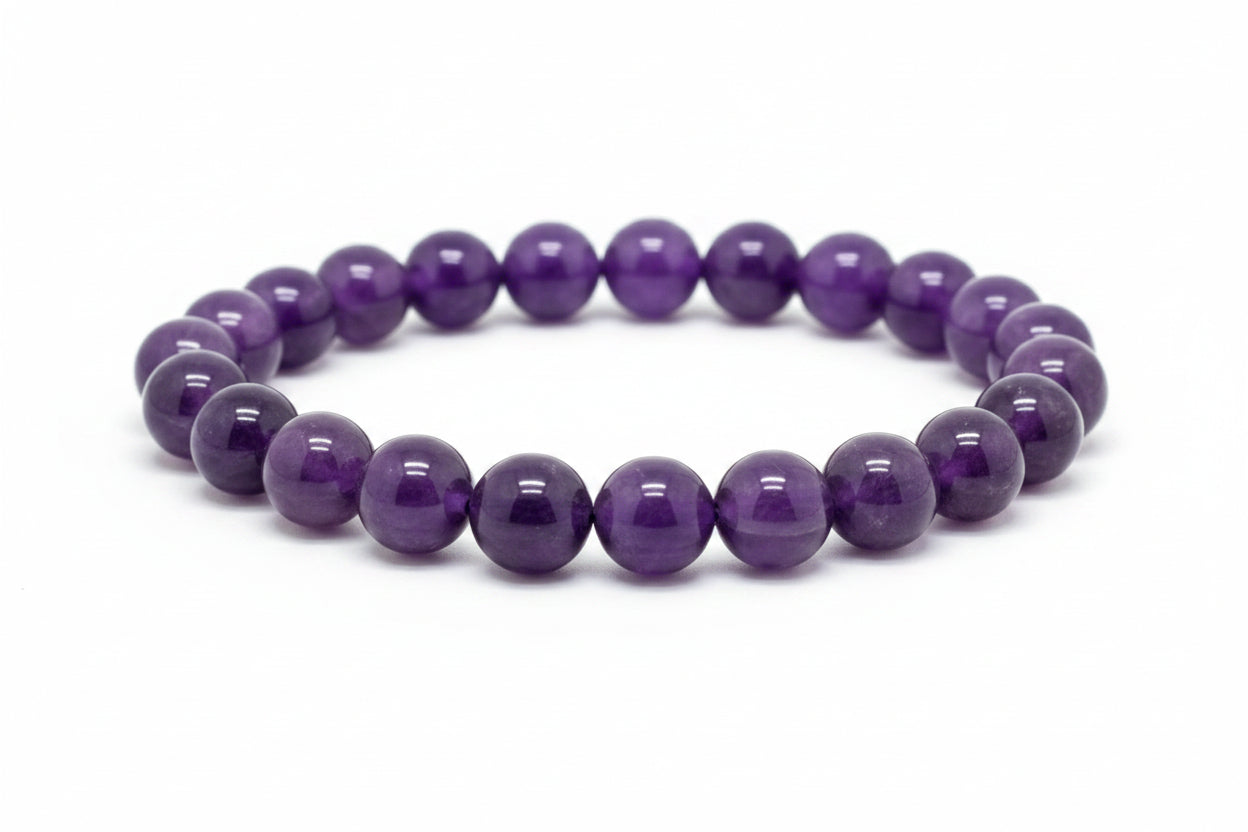 10mm Amethyst | Natural Crystal Stretch Bracelet