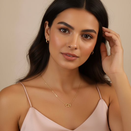 GOLD FILLED - NECKLACE - PAPERCLIP W/ ROUND LINK CHARM