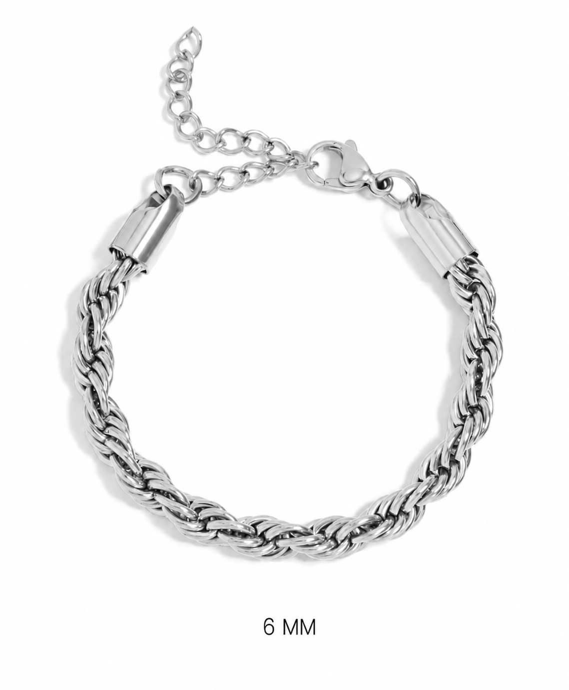 Rope Chain Bracelet | 6MM | Black, 18K Gold PVD or Steel | 316L Stainless Steel