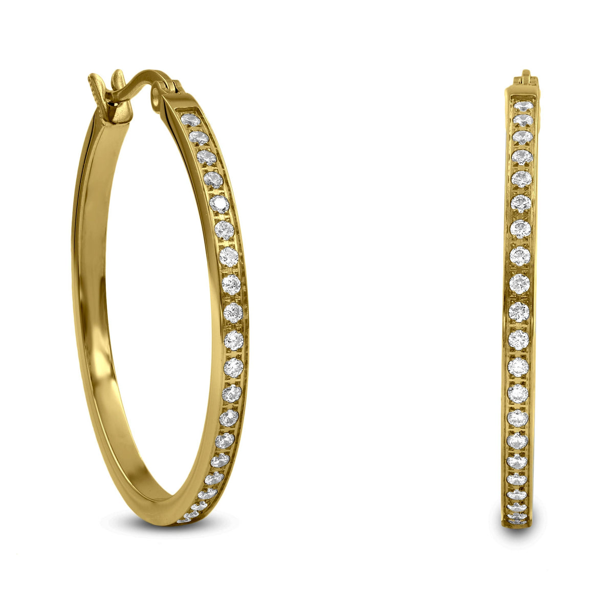 PREMIUM STAINLESS STEEL - EARRINGS - MEDIUM HOOP 42 PAVE 30MM