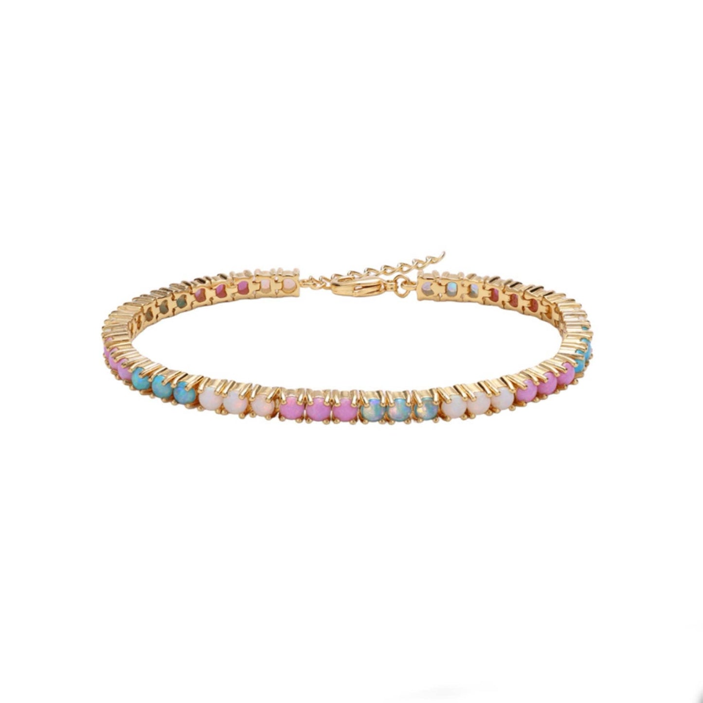 GOLD PLATED - TENNIS BRACELET - COLORFUL OPAL 3.5MM