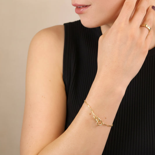 GOLD FILLED - BRACELET - PAPERCLIP ROUND LINK CHARM