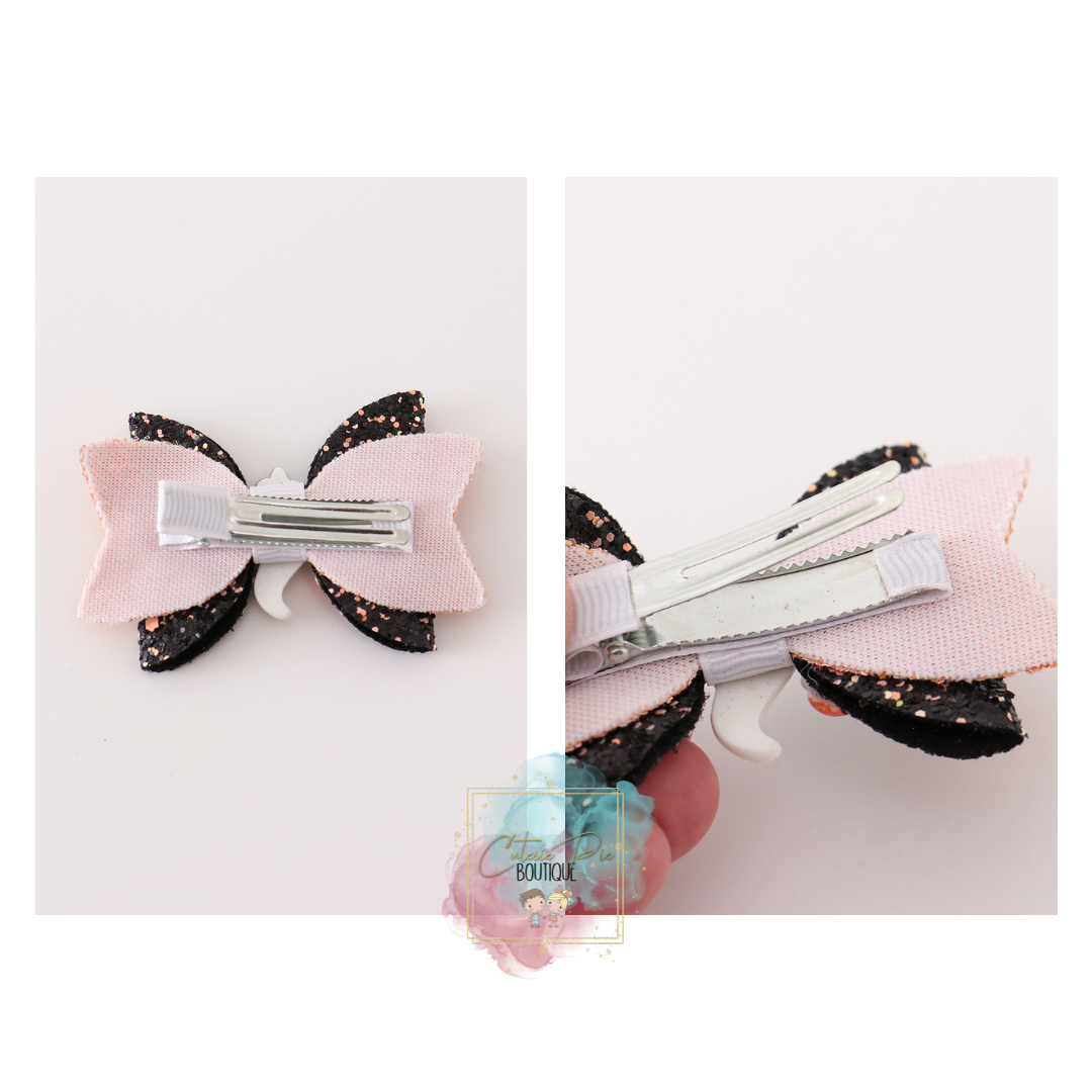 Ghost Glitter Stacked Hair Bow - Halloween Bow