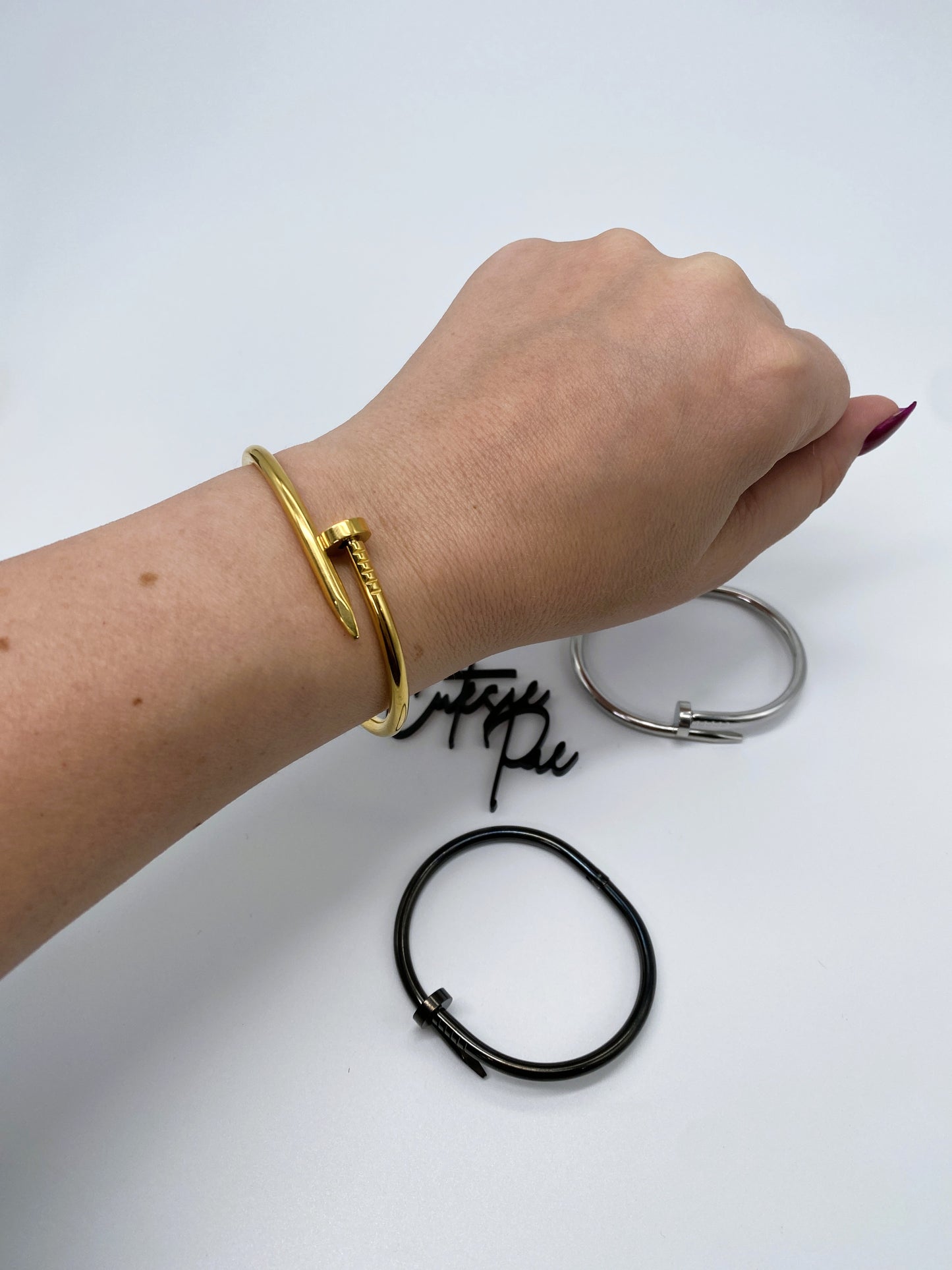 Wrap Nail Bangle Bracelet | Black, Gold, Rose Gold or Steel | 304 Stainless Steel