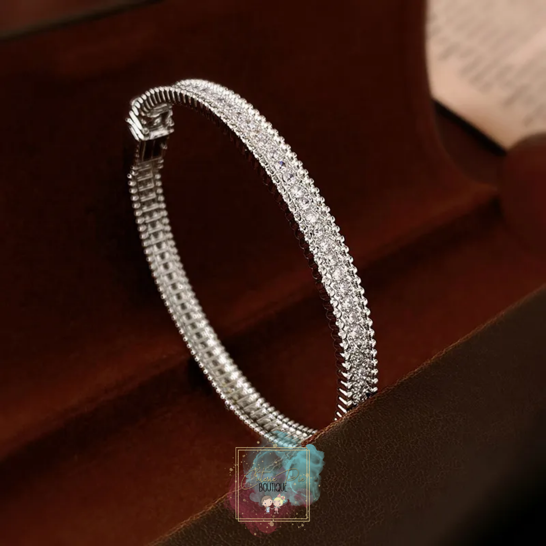 STAINLESS JEWELRY - Bling Bangle Bracelet - Titanium Steel Plated w/ Zircon