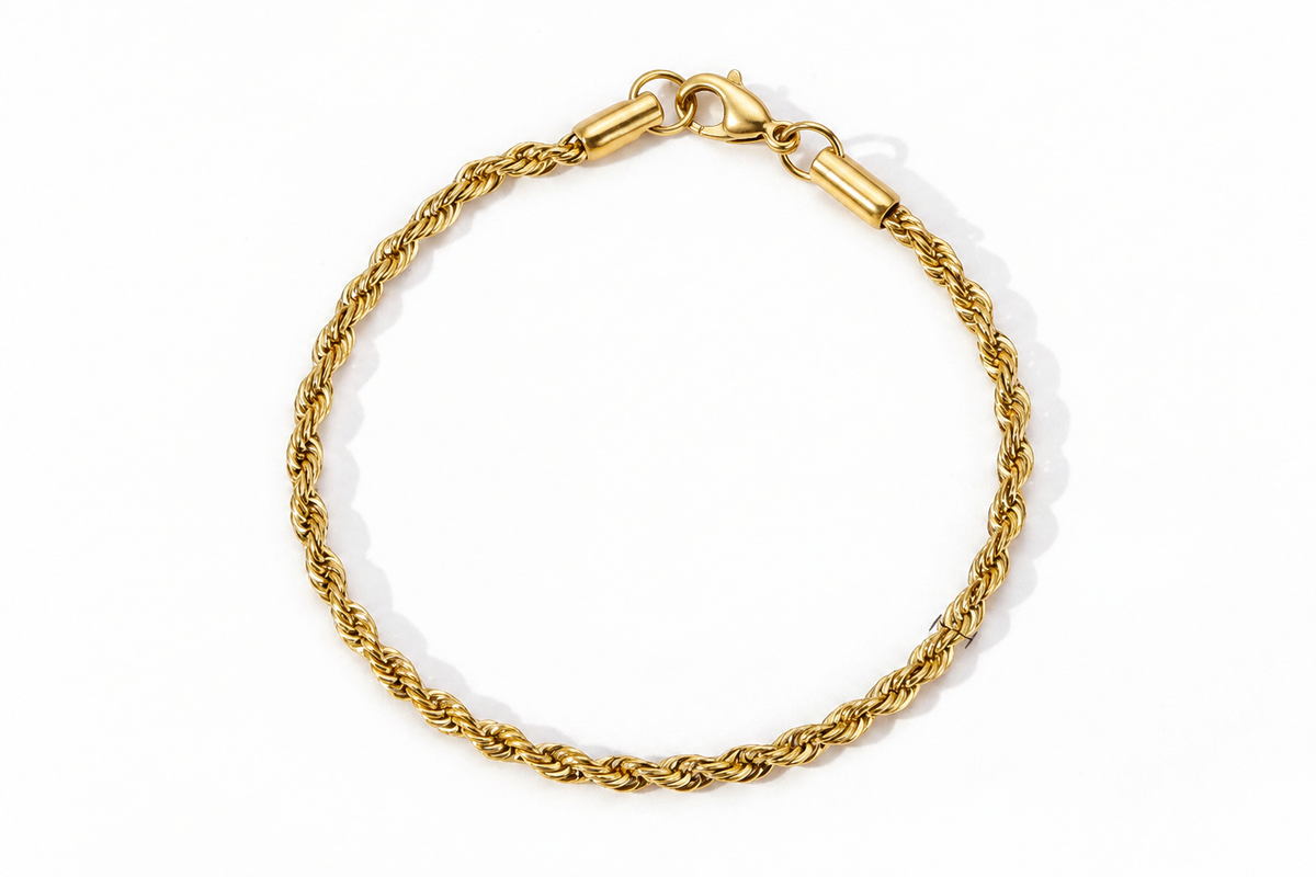 Rope Chain Bracelet | 3MM | Gold or Steel | 304 Stainless Steel