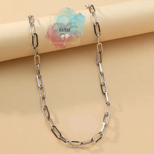 STAINLESS JEWELRY - Chunky Square Link NECKLACE in Silver