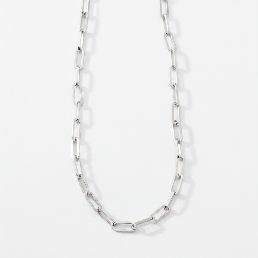 STAINLESS STEEL - NECKLACE - CHUNKY PAPERCLIP 7.5MM - STEEL