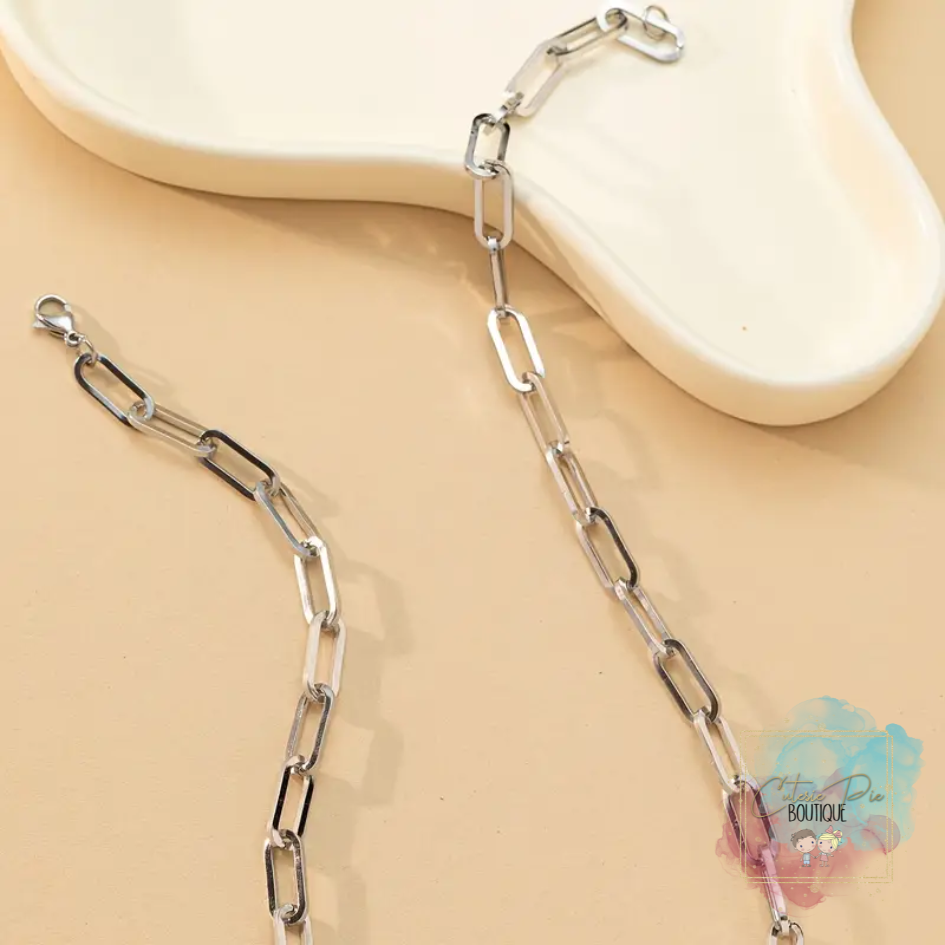 STAINLESS JEWELRY - Chunky Square Link NECKLACE in Silver