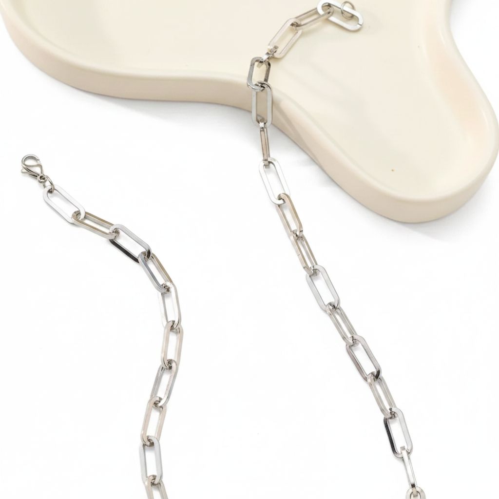 STAINLESS STEEL - NECKLACE - CHUNKY PAPERCLIP 7.5MM - STEEL