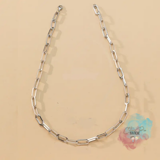 STAINLESS JEWELRY - Chunky Square Link NECKLACE in Silver