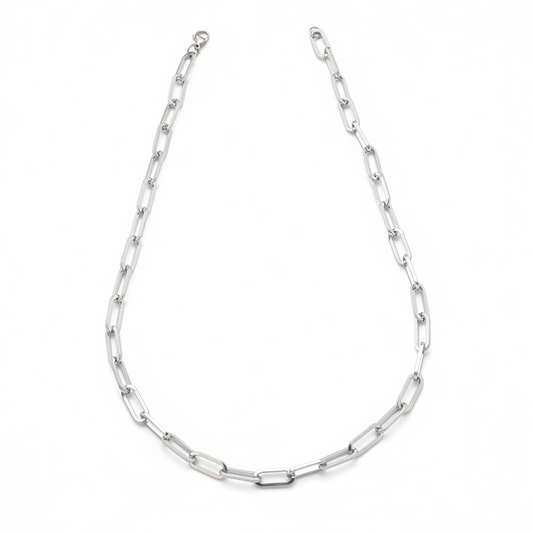 STAINLESS STEEL - NECKLACE - CHUNKY PAPERCLIP 7.5MM - STEEL