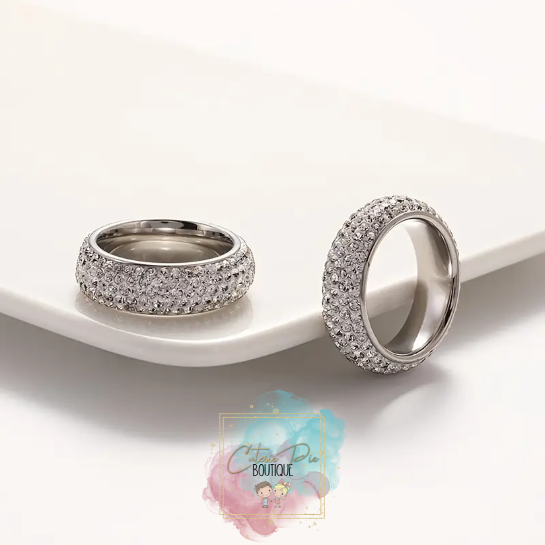 STAINLESS JEWELRY - Rhinestone Band Ring