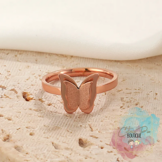 STAINLESS JEWELRY - Rose Gold Butterfly Ring