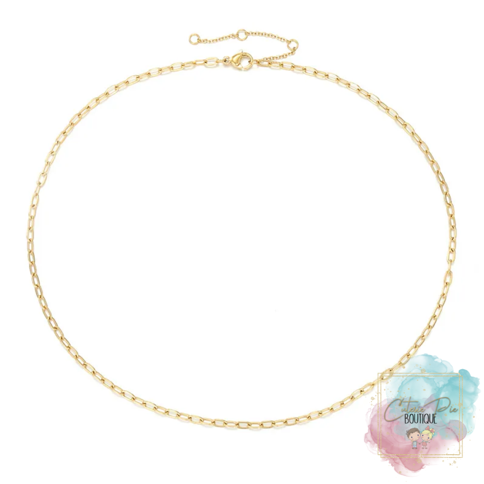 STAINLESS JEWELRY - Dainty Paperclip Chain Necklace - Titanium Plated