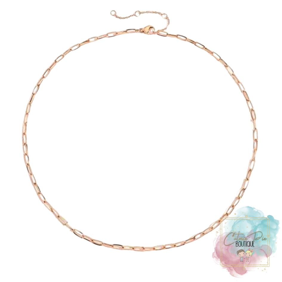 STAINLESS JEWELRY - Dainty Paperclip Chain Necklace - Titanium Plated