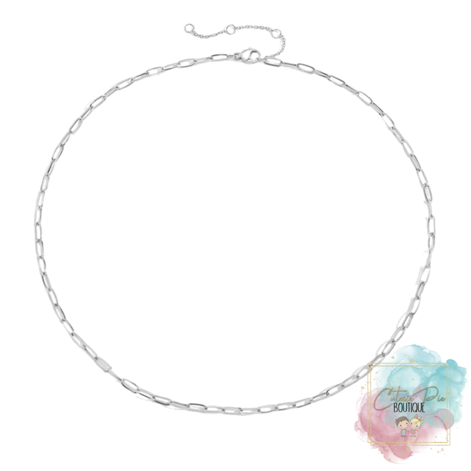 STAINLESS JEWELRY - Dainty Paperclip Chain Necklace - Titanium Plated