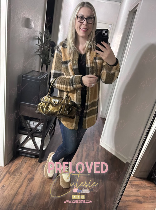 Ferragamo Patent Brown Leather Shoulder Bag / Pre-Loved Handbag