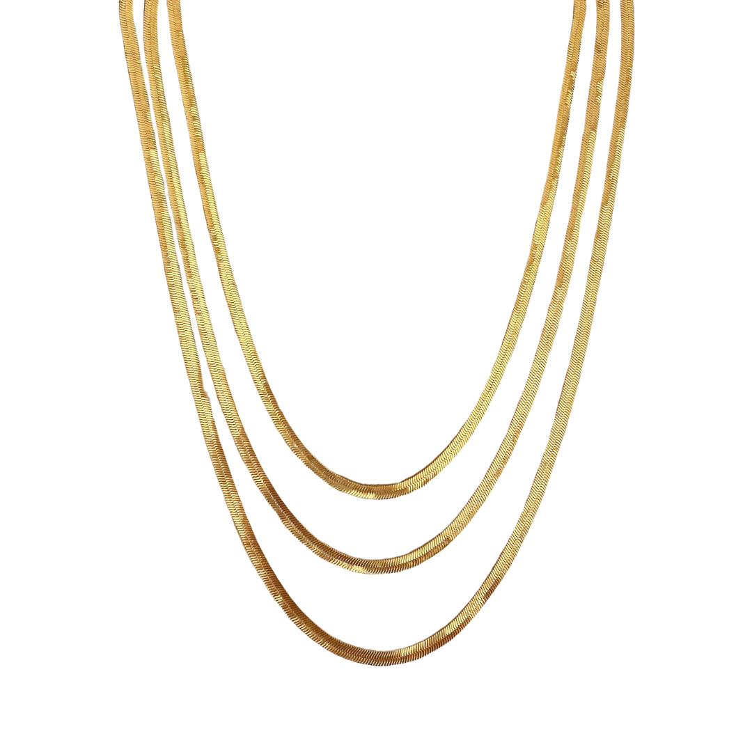 Herringbone Chain Necklace | 4MM | 18K Gold-Filled