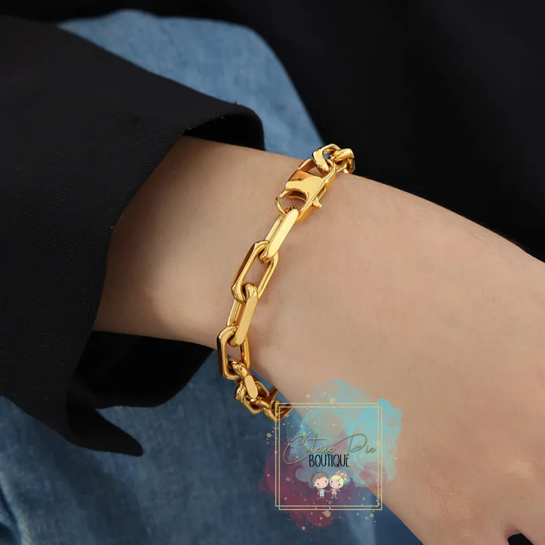 STAINLESS JEWELRY - Gold Chunky Link Necklace, Bracelet or SET - Titanium Steel Plated