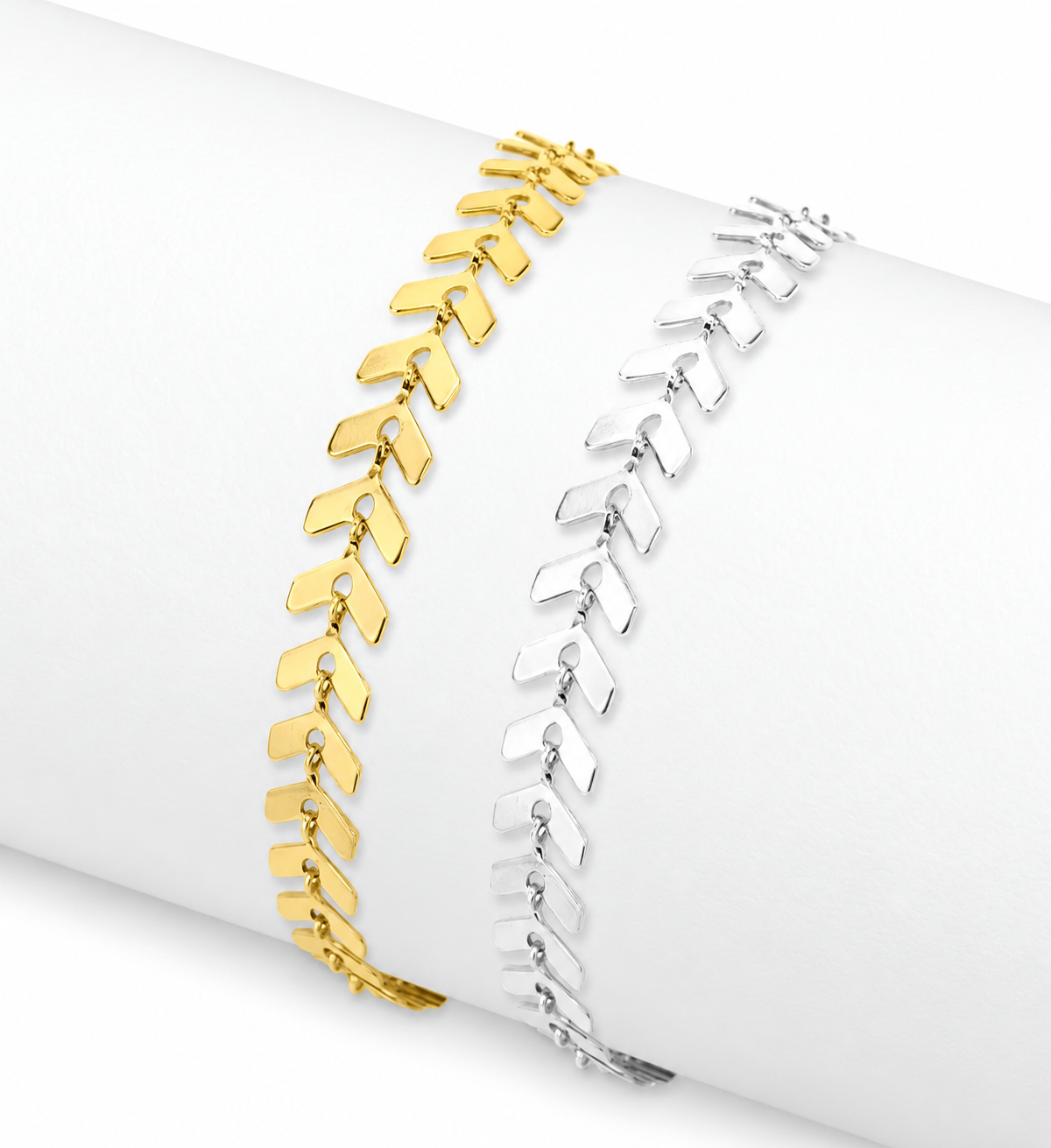 Chevron Link Bracelet / Anklet | 6MM | 18K Gold PVD or Steel | 316L Stainless Steel