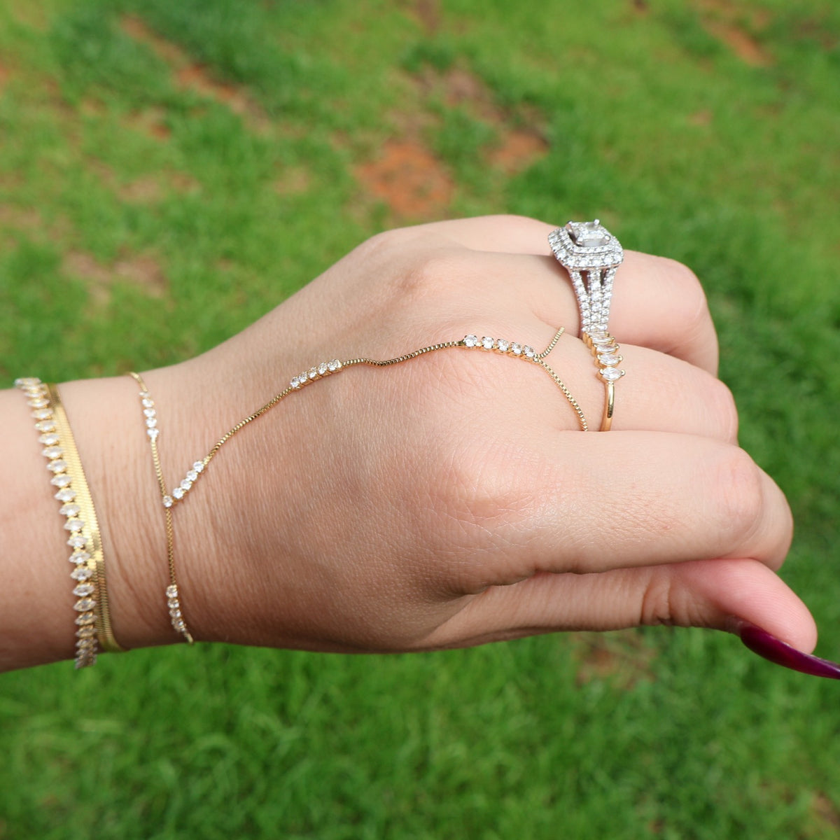 Olivia CZ Hand Chain | 18K Gold Filled