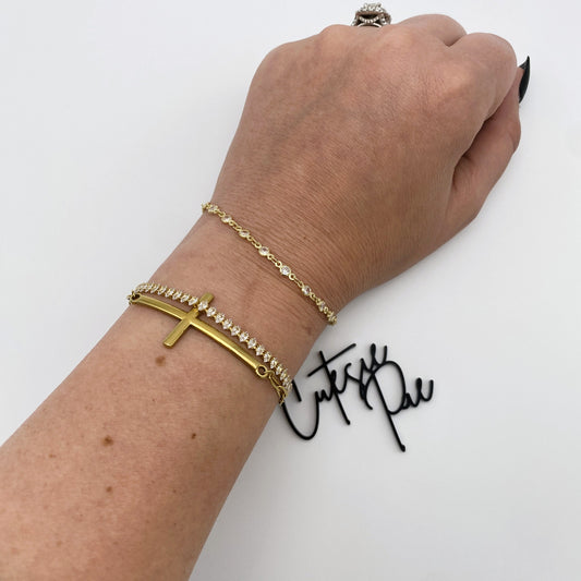 CZ Round Bezel Bracelet | 18K Gold Filled