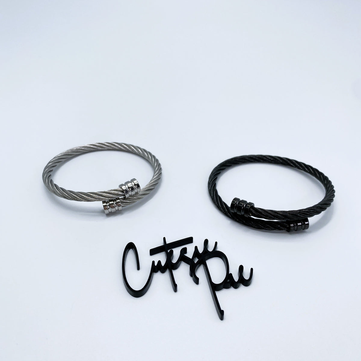 Cable Twist Open Cuff Bracelet | Steel, Black, Gold or Rose Gold | 304 Stainless Steel
