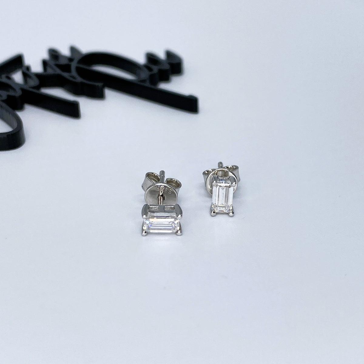 Moissanite Emerald-Cut Stud Earrings | 0.5CT Each (1.0CT Total) | 950 Platinum-Plated Sterling Silver | Certificate Included