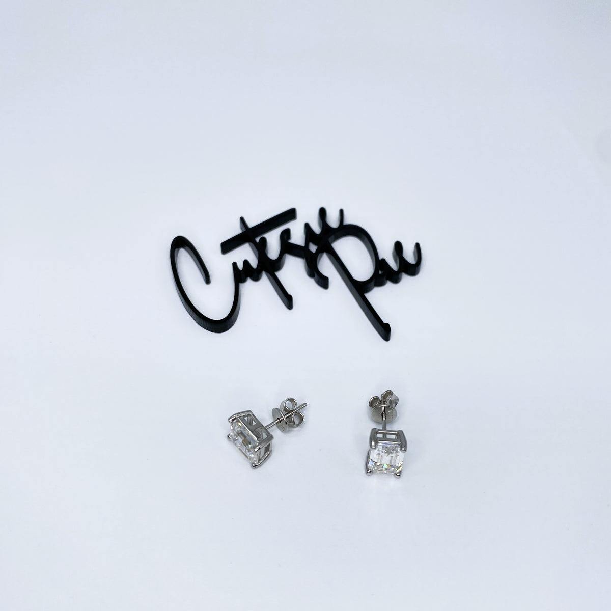 Moissanite Emerald-Cut Stud Earrings | 2.0CT Each (4.0CT Total) | 950 Platinum-Plated Sterling Silver | Certificate Included