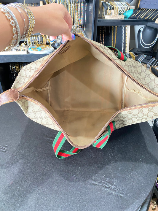 Gucci | Vintage GG Web Large Travel Tote | Coated Canvas