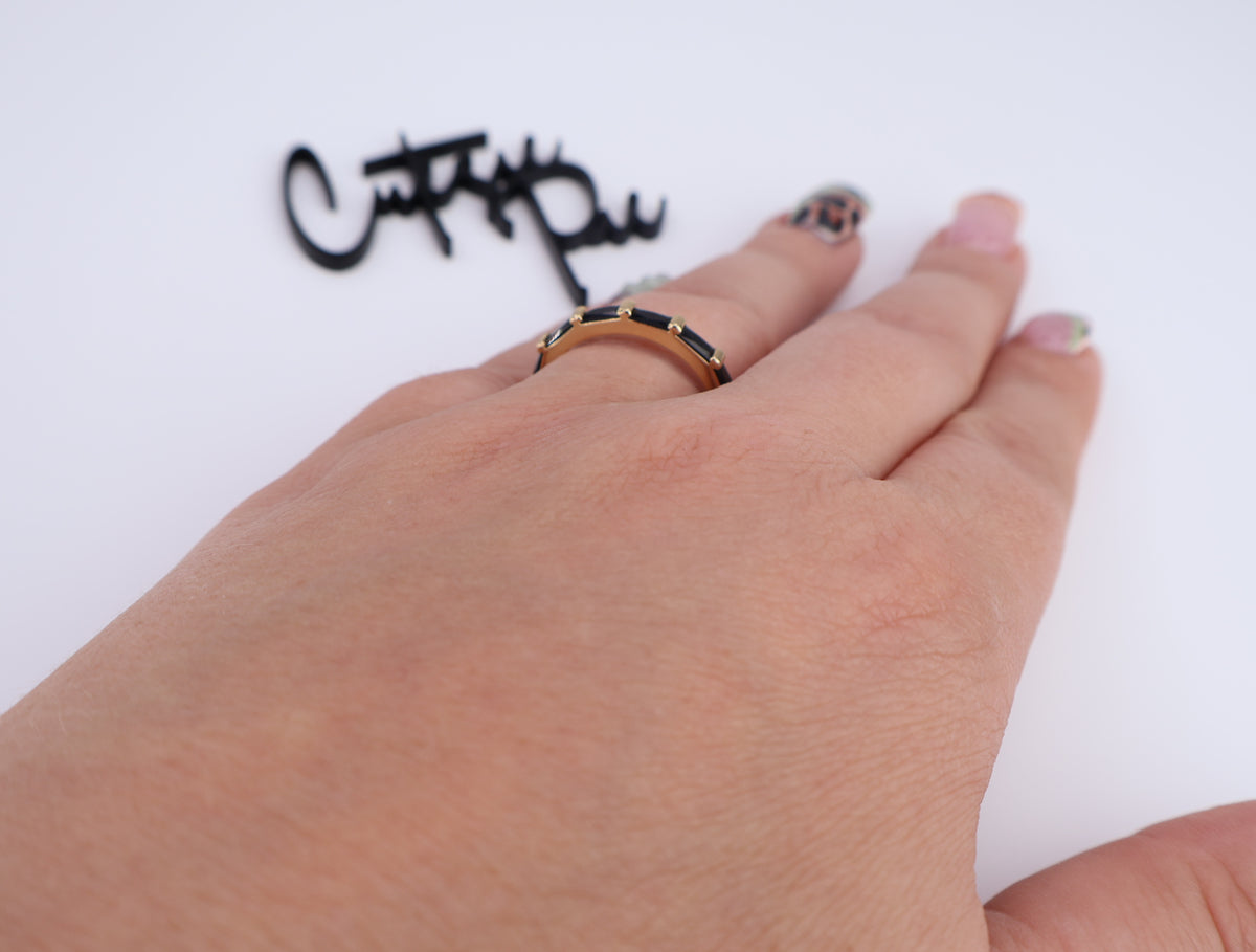 Black Baguette CZ Band | 5 × 3MM | 18K Gold-Filled