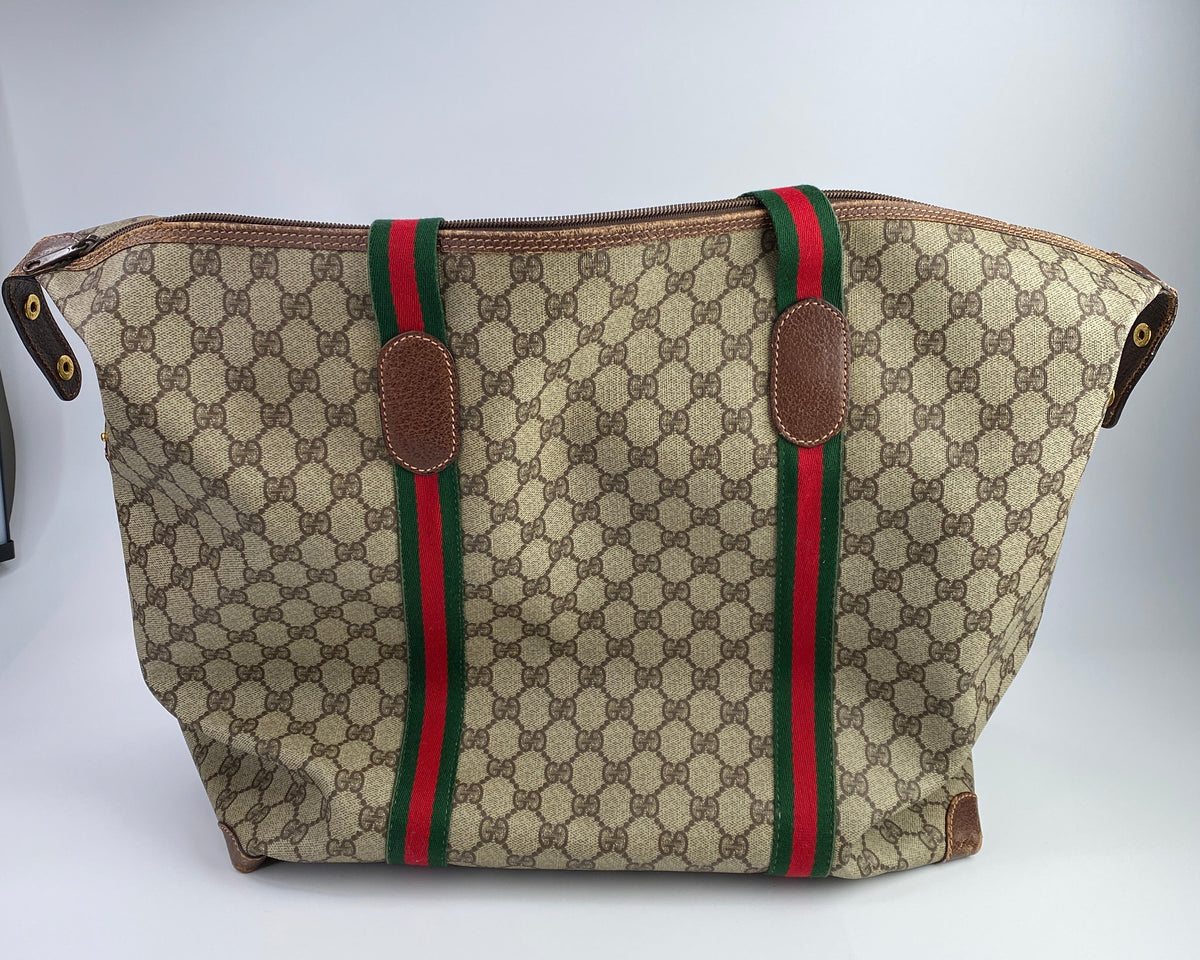 Gucci | Vintage GG Web Large Travel Tote | Coated Canvas